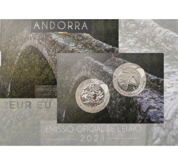 ANDORRE 1,25 EURO 2021 - Patrimoine culturel d'Andorre - Narcissus Poeticus - Pont Margineda