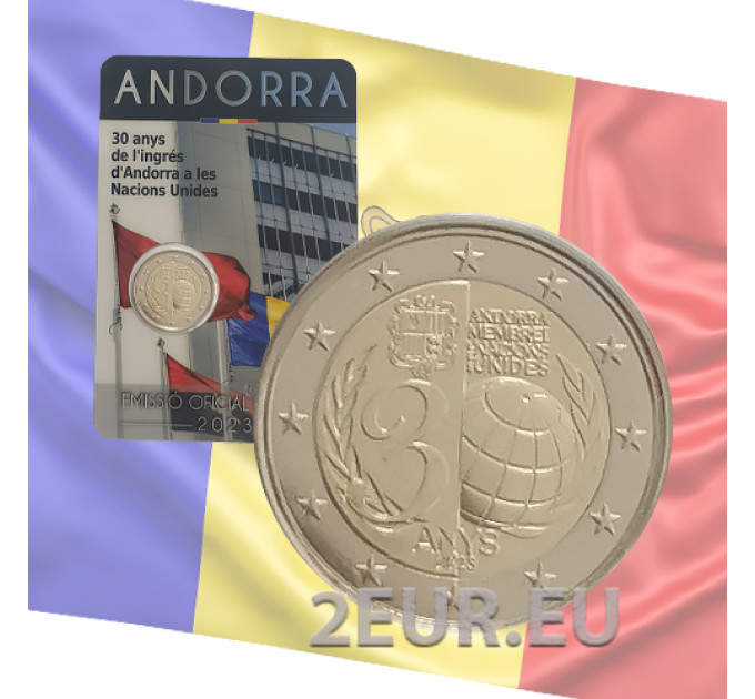 Andorre 2 euros BU coincard 2023 - 30 ans d'adhésion d'Andorre aux Nations Unies