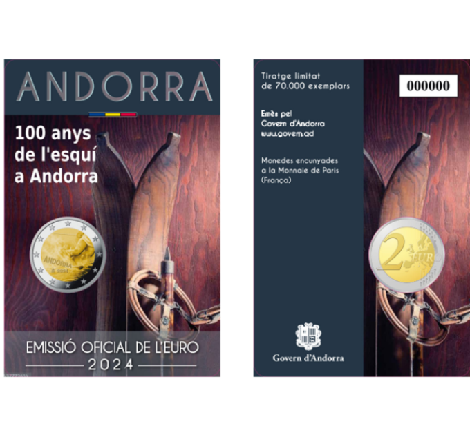 Andorre 2 euros BU coincard 2024 - 100 ans de ski en Andorre