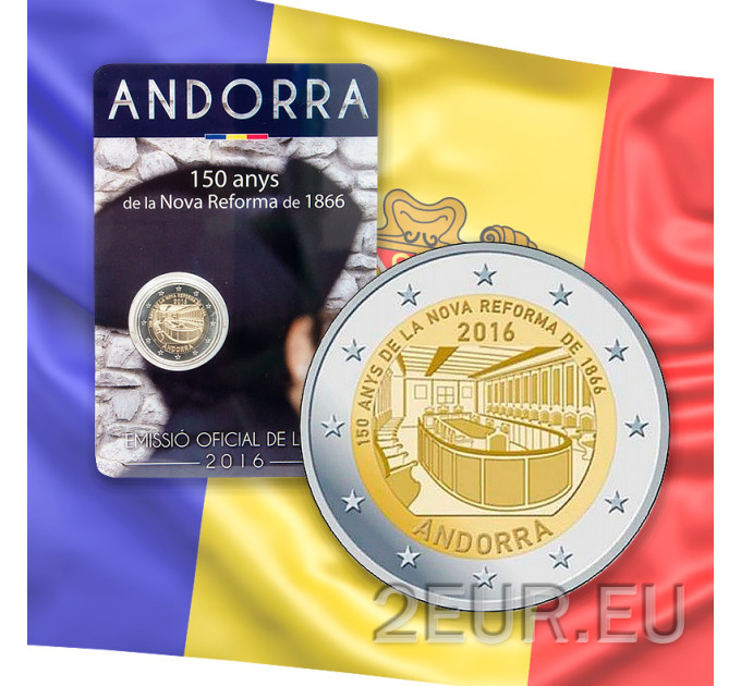 Andorra 2 euro BU Coincard - 2016 - 150e anniversaire de la nouvelle réforme 1866  