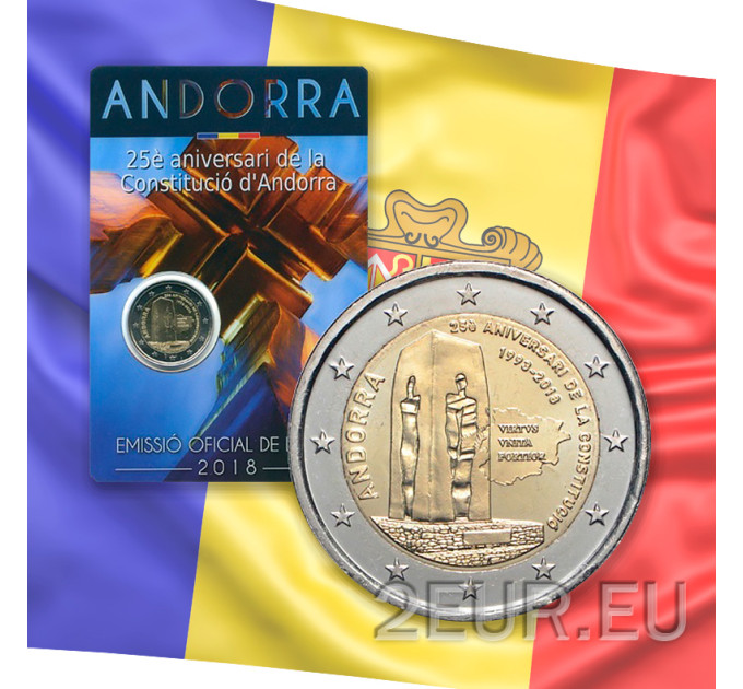 Andorra 2 euro BU Coincard - 2018 - 25e anniversaire de la Constitution andorrane 