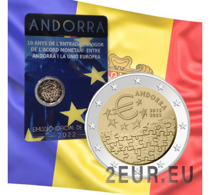 Andorre 2 euros BU coincard 2022 - 10 ans d'accord monétaire entre Andorre et l'UE