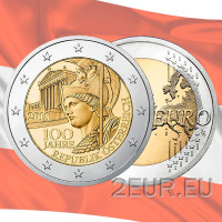 Autriche 2 euros UNC 2018 - 100e anniversaire de la fondation de la République d'Autriche