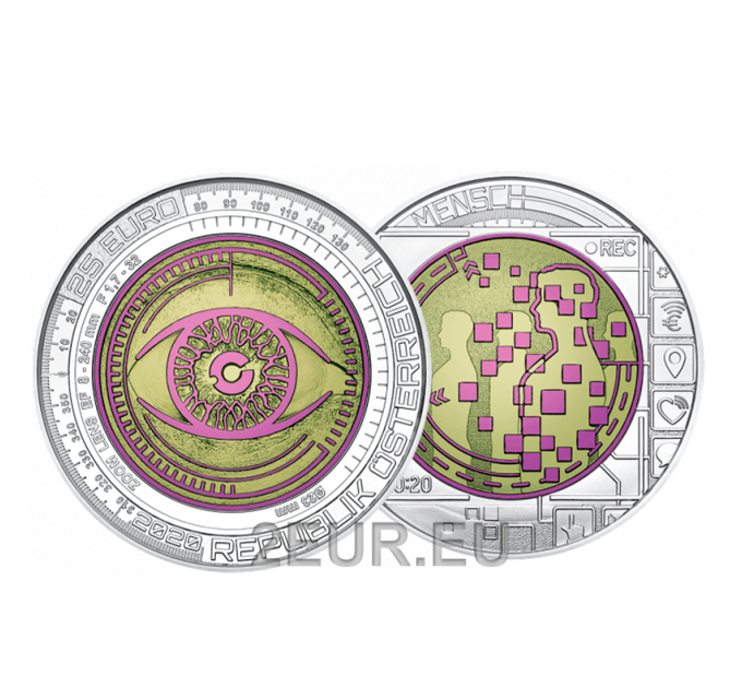 Autriche 25 euro Pièce de niobium en argent 2020 - Surveillance totale