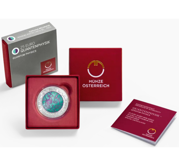 Autriche 25 euro Pièce de niobium en argent 2026 - Physique quantique. Hormone de croissance