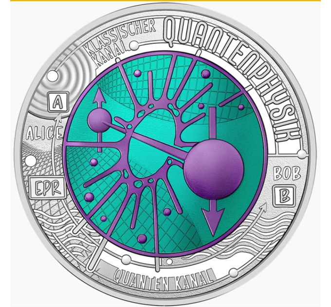 Autriche 25 euro Pièce de niobium en argent 2026 - Physique quantique. Hormone de croissance