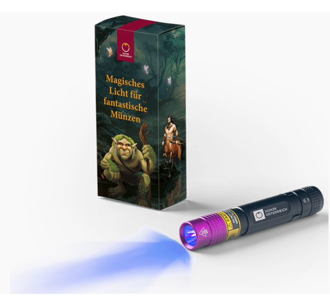 lampe de poche UV pour pièces de 3 euros Autriche - Créatures mythiques