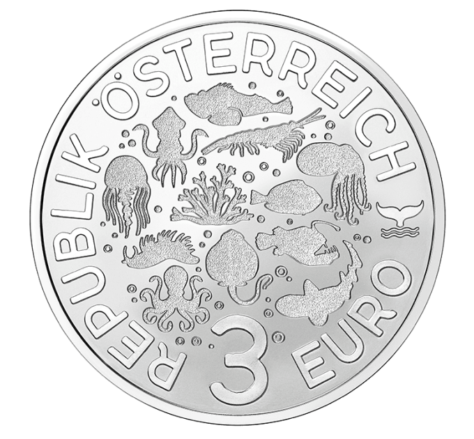 Autriche Pièce 3 Euro 2024 - Vie marine lumineuse - Poisson chirurgien bleu