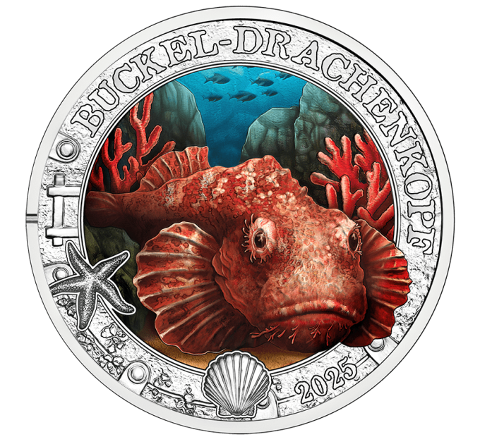 Autriche Pièce 3 Euro 2025 - Vie marine lumineuse - Poisson-scorpion diable