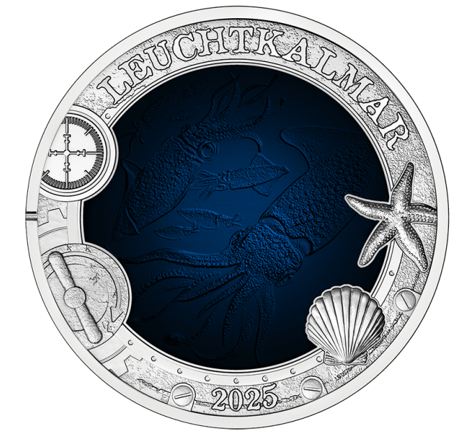 Autriche Pièce 3 Euro 2025 - Vie marine lumineuse - Calmar lumineux