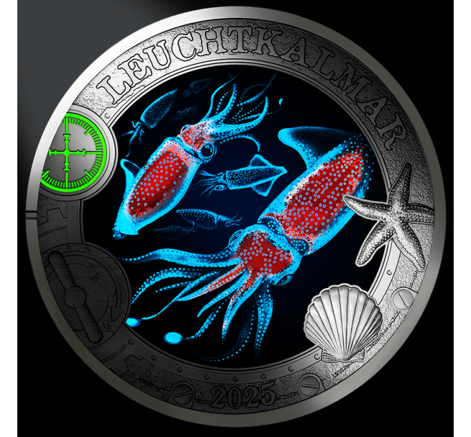 Autriche Pièce 3 Euro 2025 - Vie marine lumineuse - Calmar lumineux