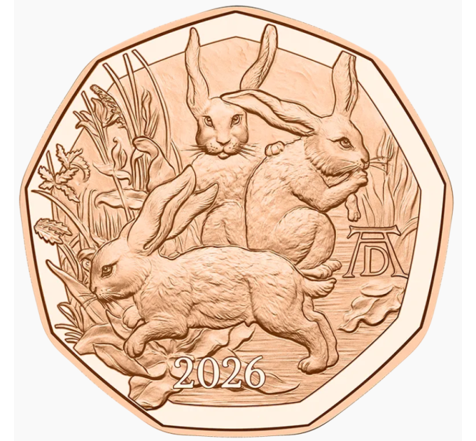 Autriche pièce de 5 euros 2026 - Les Trois Lapins de Dürer