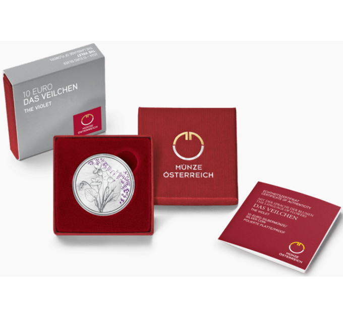  Autriche 10 euro  Pièce d'argent Proof 2024 - Violette