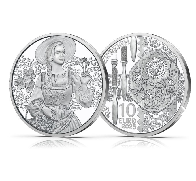  Autriche 10 euro  Pièce d'argent 2025 - Aufdirndln – Lin