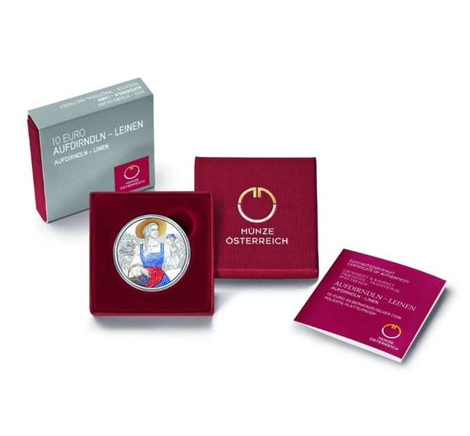  Autriche 10 euro  Pièce d'argent Proof 2025 - Falda dirndln – Lino
