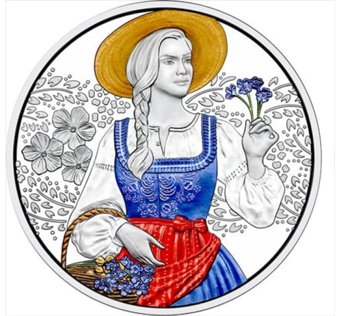 Autriche 10 euro  Pièce d'argent Proof 2025 - Falda dirndln – Lino