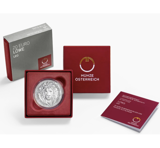 Autriche 20 euros Pièce d'argent 2026 – Lion