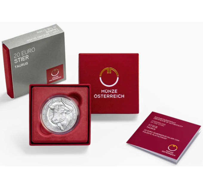 Autriche 20 euros Pièce d'argent 2026 – Taureau