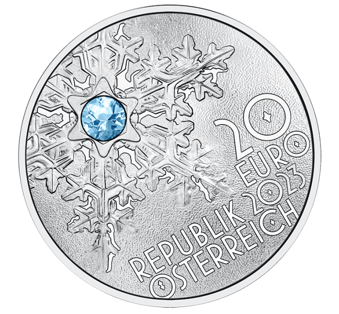 Autriche 20 euros Pièce d'argent 2023 – SECRETS DE NEIGE