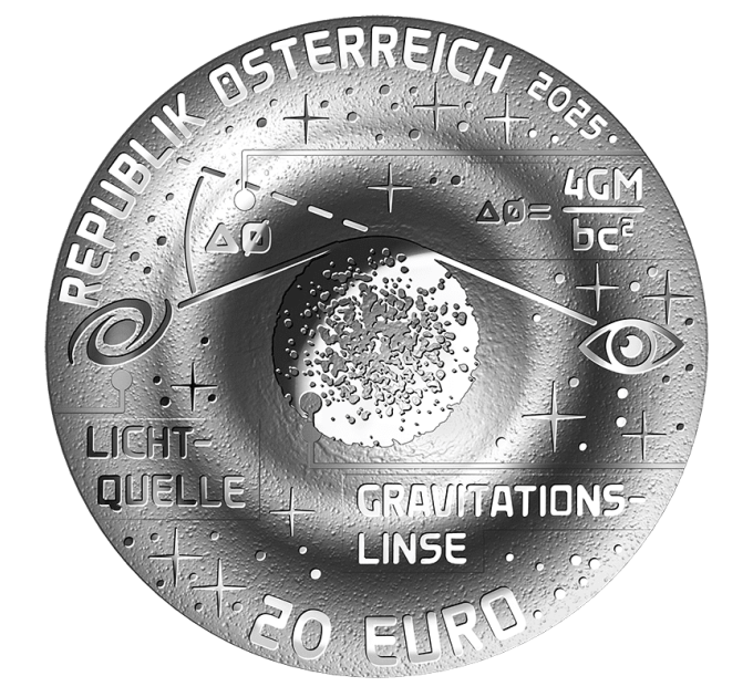 Autriche 20 euros Pièce d'argent 2025 – L'univers inexploré – Bague Einstein
