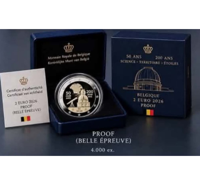 Belgique 2 euros proof 2026 - L'Institut Géographique National (ING)