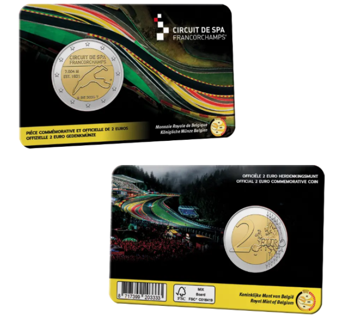 Belgique 2 euros BU 2025 - Circuit de Spa-Francorchamps - FR + NL