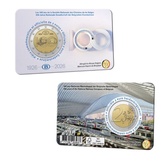 Belgique 2 euros BU 2026 - 100 ans de NMBS - FR + NL
