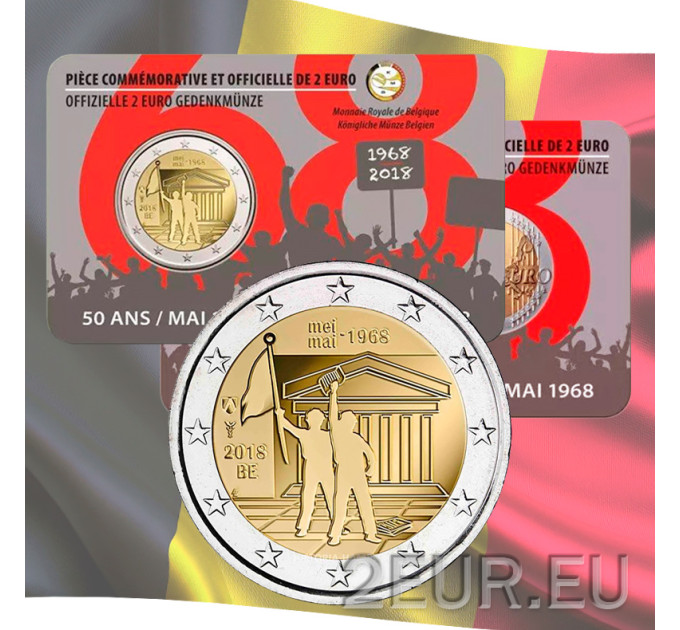 Belgique 2 euros BU 2018 - 50e anniversaire des événements de mai 1968 en Belgique - Révolte étudiante - FR