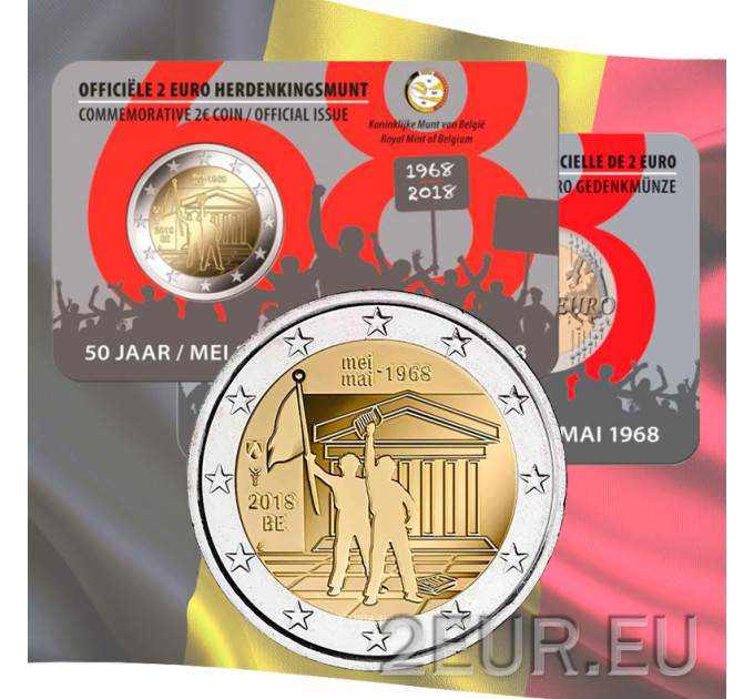 Belgique 2 euros BU 2018 - 50e anniversaire des événements de mai 1968 en Belgique - Révolte étudiante - NL