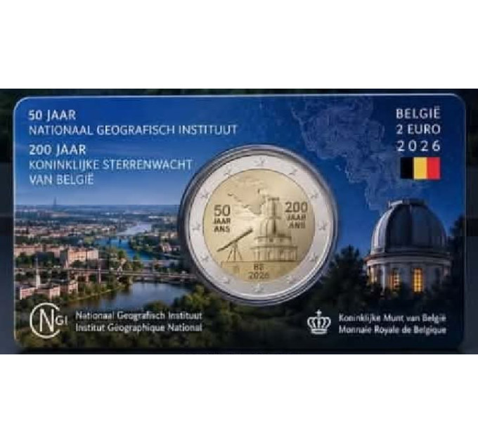 Belgique 2 euros BU 2026 - L'Institut Géographique National (ING)