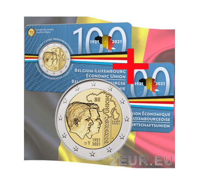 Belgique 2 euros BU 2021 - 100e anniversaire de l'Union économique belgo-luxembourgeoise (UEBL) - NL+FR