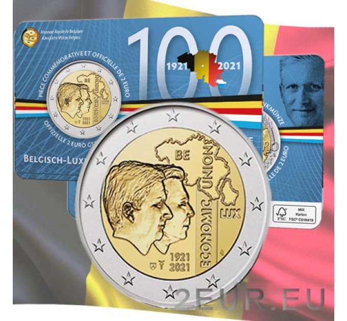 Belgique 2 euros BU 2021 - 100e anniversaire de l'Union économique belgo-luxembourgeoise (UEBL) - FR