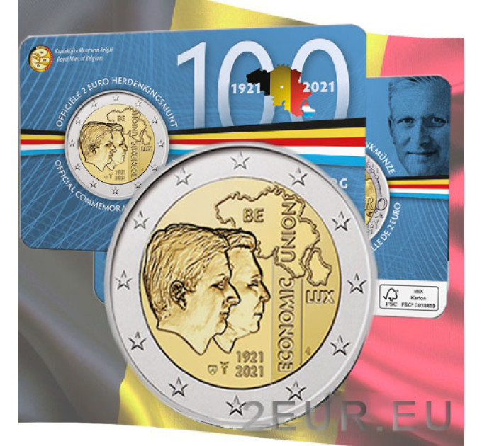 Belgique 2 euros BU 2021 - 100e anniversaire de l'Union économique belgo-luxembourgeoise (UEBL) - NL