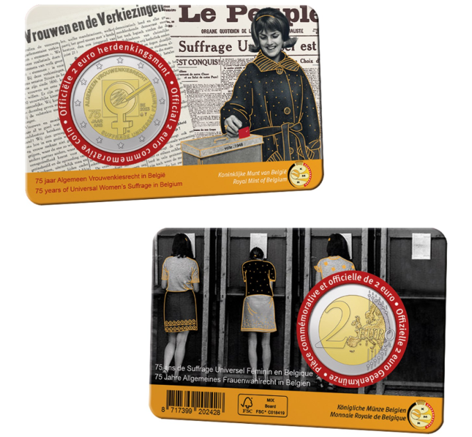 Belgique 2 euros BU 2023 - 75 ans de suffrage universel pour les femmes en Belgique - NL