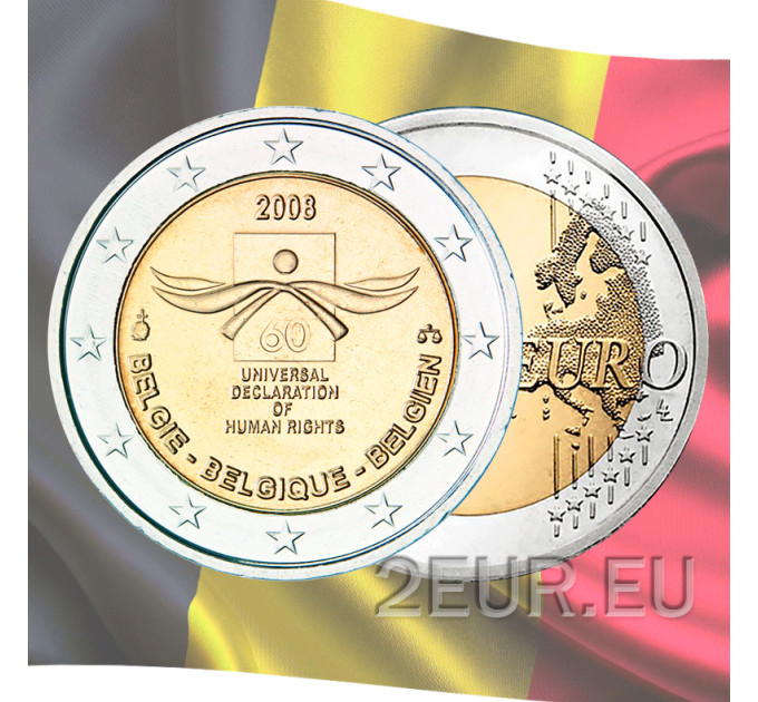 Belgique 2 euro UNC 2008 - 60e anniversaire de la promulgation des droits de l'homme 