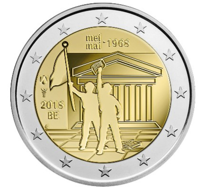 Belgique 2 euro UNC 2018 - Événements du 50e anniversaire de mai 1968 en Belgique - Révolte étudiante