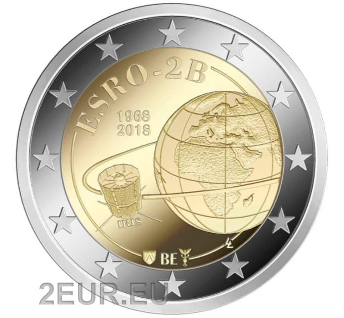 Belgique 2 euro UNC 2018 - Satellite européen ESRO 2B 