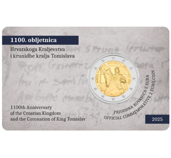Croatie 2 euros BU 2025 - 1100e anniversaire du royaume croate et du couronnement du roi Tomislav