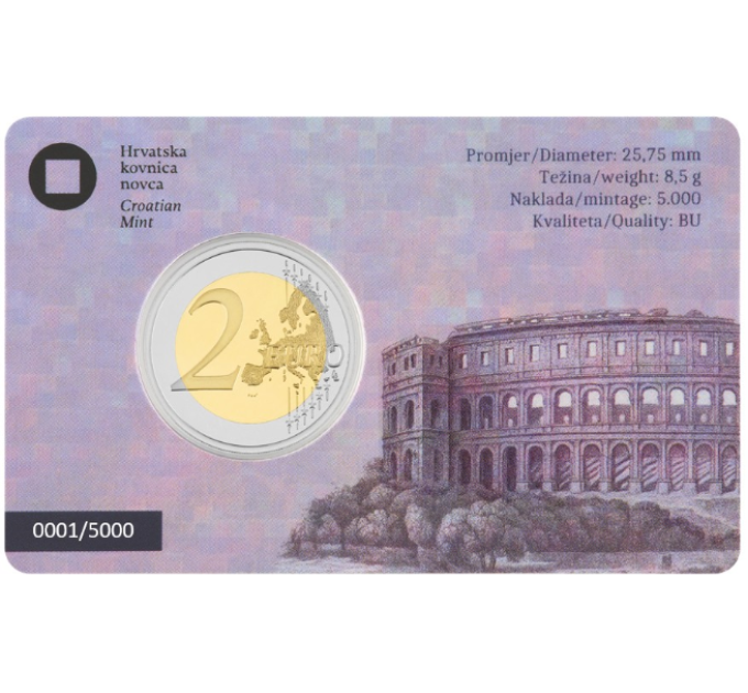 Croatie 2 euros BU 2025 - Ville de Pula – Arène