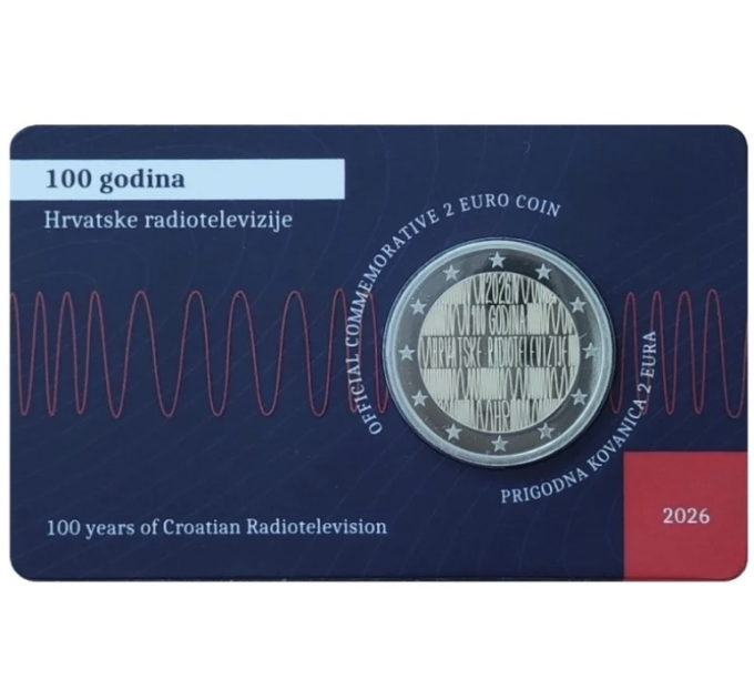 Croatie 2 euros BU 2026 - Centenaire de la radio et de la télévision croates