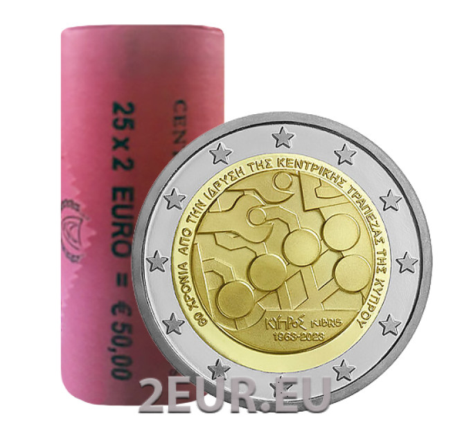 CHYPRE 2 ROULEAU EURO 2023 - 60e anniversaire de la Banque centrale de Chypre