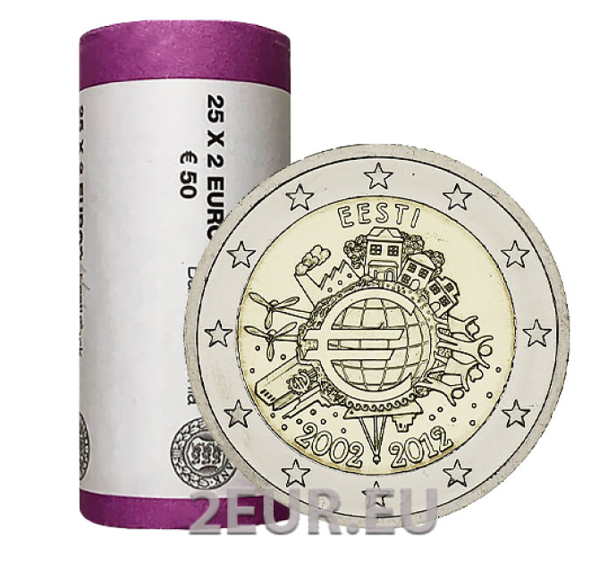 ESTONIE 2 ROULEAU EURO 2012 - DIX ANS D'EURO