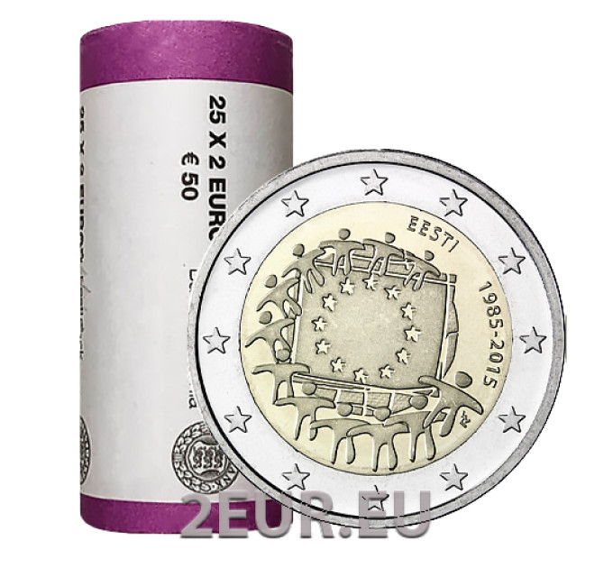 ESTONIE 2 ROULEAU EURO 2015 - 30e anniversaire du drapeau de l'UE
