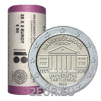 ESTONIE 2 ROULEAU EURO 2019 - 100e anniversaire de l'Université de langue estonienne de Tartu