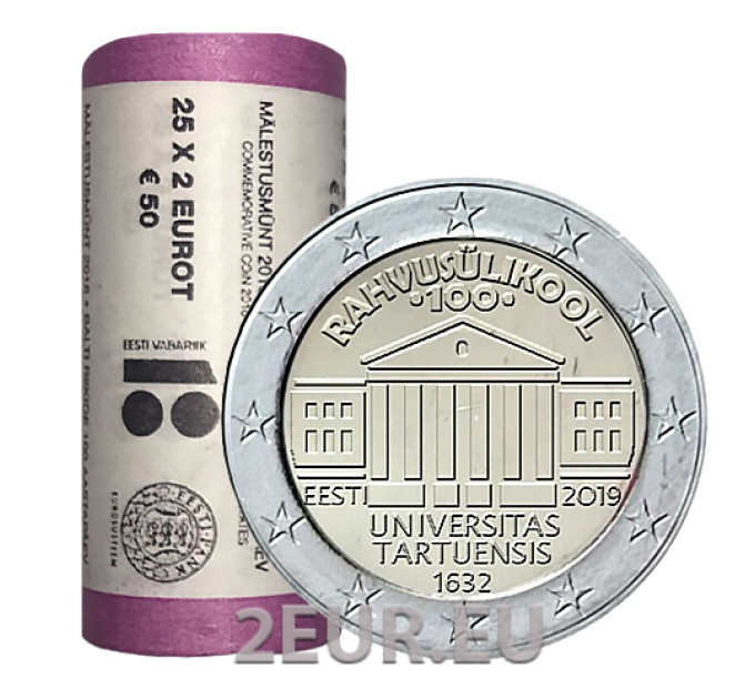 ESTONIE 2 ROULEAU EURO 2019 - 100e anniversaire de l'Université de langue estonienne de Tartu