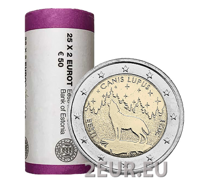 ESTONIE 2 ROULEAU EURO 2021 - animal national - le loup