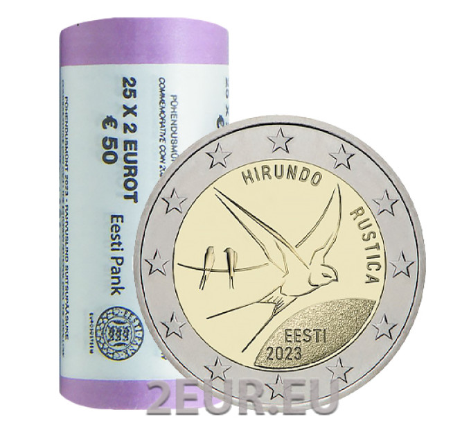 ESTONIE 2 ROULEAU EURO 2023 - Oiseau national - Hirondelle rustique