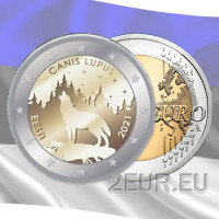 Estonie 2 euros UNC 2021/2 - animal national - loup