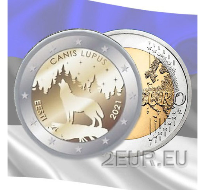 Estonie 2 euros UNC 2021/2 - animal national - loup