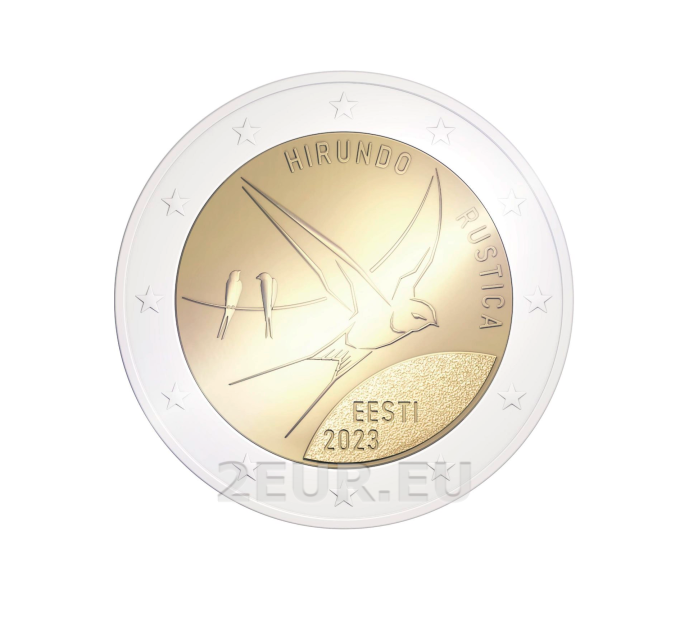 Estonie 2 euros UNC 2023 - Oiseau National - Hirondelle rustique